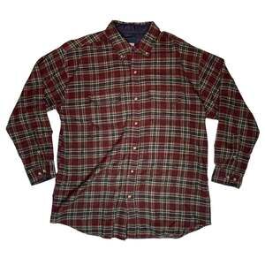 Premier International Plaid Flannel Shirt Mens XL Red Green Button Down